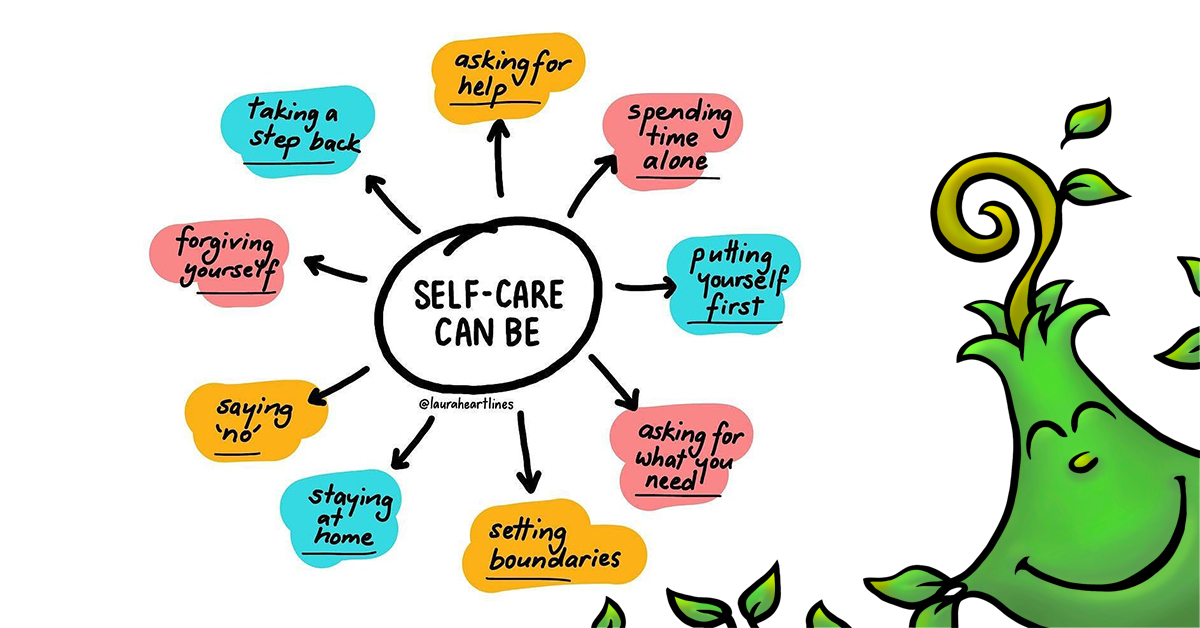 Self-Care - ability of individuals, families and communities to promote health, prevent disease, maintain health, and to cope with illness and disability with or without the support of a healthcare provider @WHO
~
Drawing by @lauraheartlines 
~
#selfcare #selflove #loveyourself