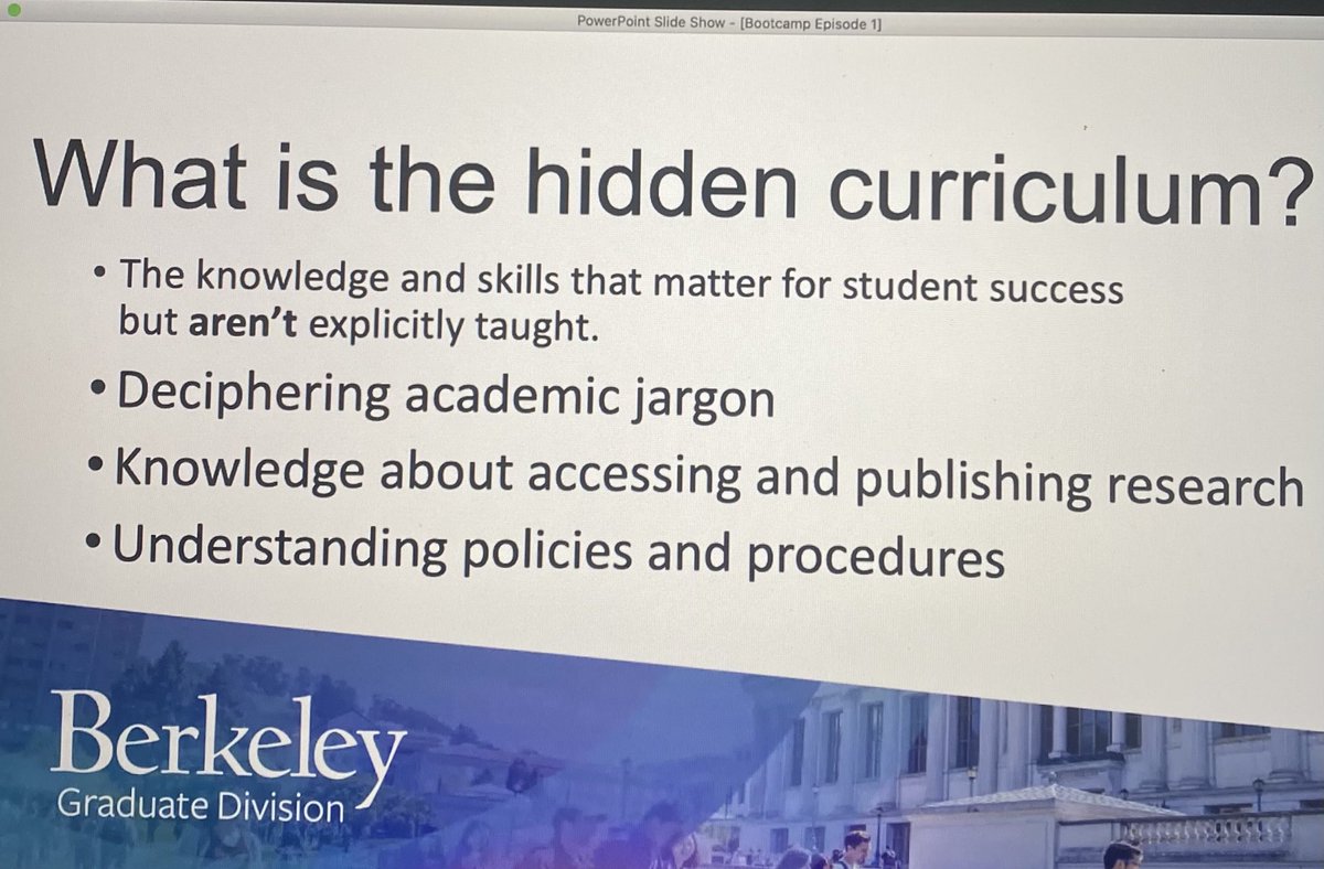 Dana_Brenklin's tweet photo. I’ve never heard of the hidden curriculum.  What?  Thank you @grad_diversity #BerkeleyGradDiversity https://t.co/oqIPDuBMEq