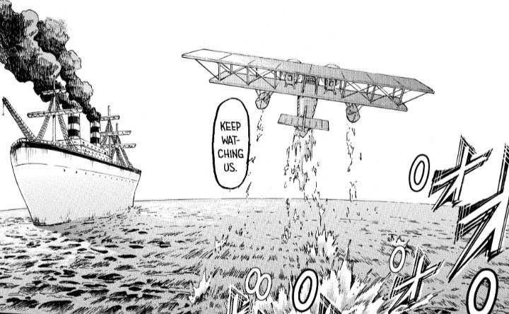 Levi juga terlihat sedang melihat pesawat yang terbang. Ini mengingatkan saya kepada kematian Hange. What do you think of, Levi? Apakah Levi mengingat sahabat dekatnya, Hange, ketika ia melihat sebuah pesawa? Who knows? Tapi bisa saja begitu.  #AttackOnTitan139