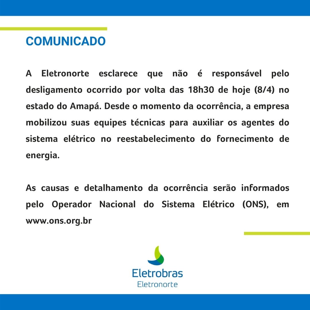 Eletronorte_'s tweet photo. #Eletronorte #Amapá #Energia #ONS https://t.co/Ti2ltXyUV0