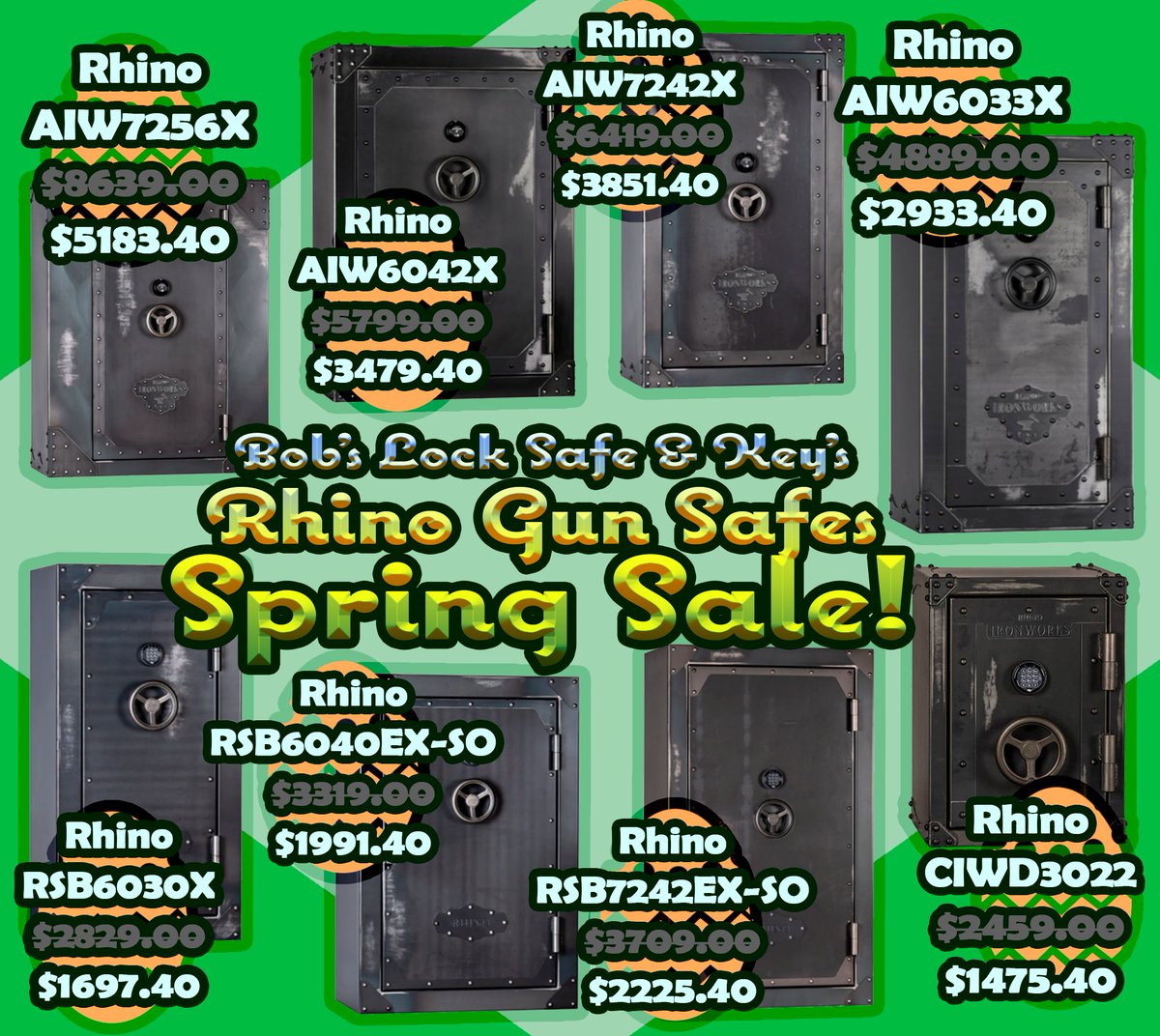 BobsLock's tweet photo. Lots of sweet deals on Rhino Gun Safes this Spring! Call now at 801-966-6767 or check out our Safe Store at https://t.co/nOhTy4ofMA for more details. We also deliver! Delivery rates can be discussed at time of checkout. https://t.co/1qW0Nu6JAp