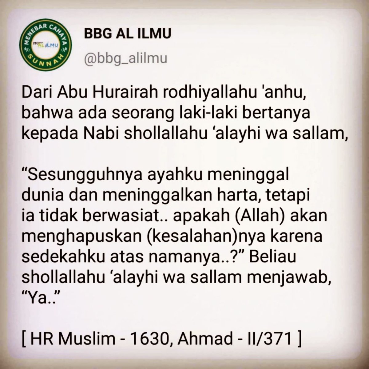 bbg_alilmu's tweet photo. jangan lupa bersedekah/berinfak atas nama orangtua.. https://t.co/e6fMLruBuP