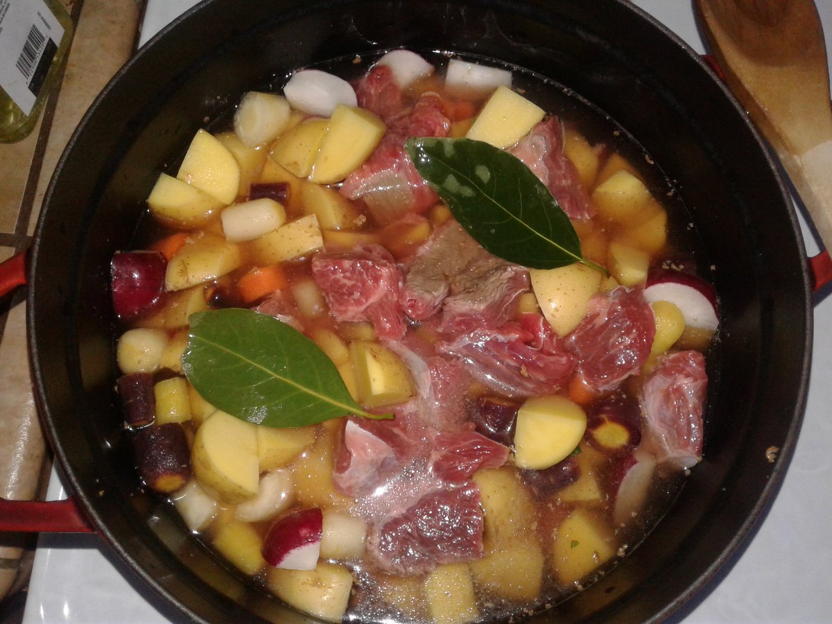 NolanGoolan's tweet photo. Beef stew w/ carrot, taters, beets, radishes, and, a bit if love. #slowcook https://t.co/SQUCZnufKo