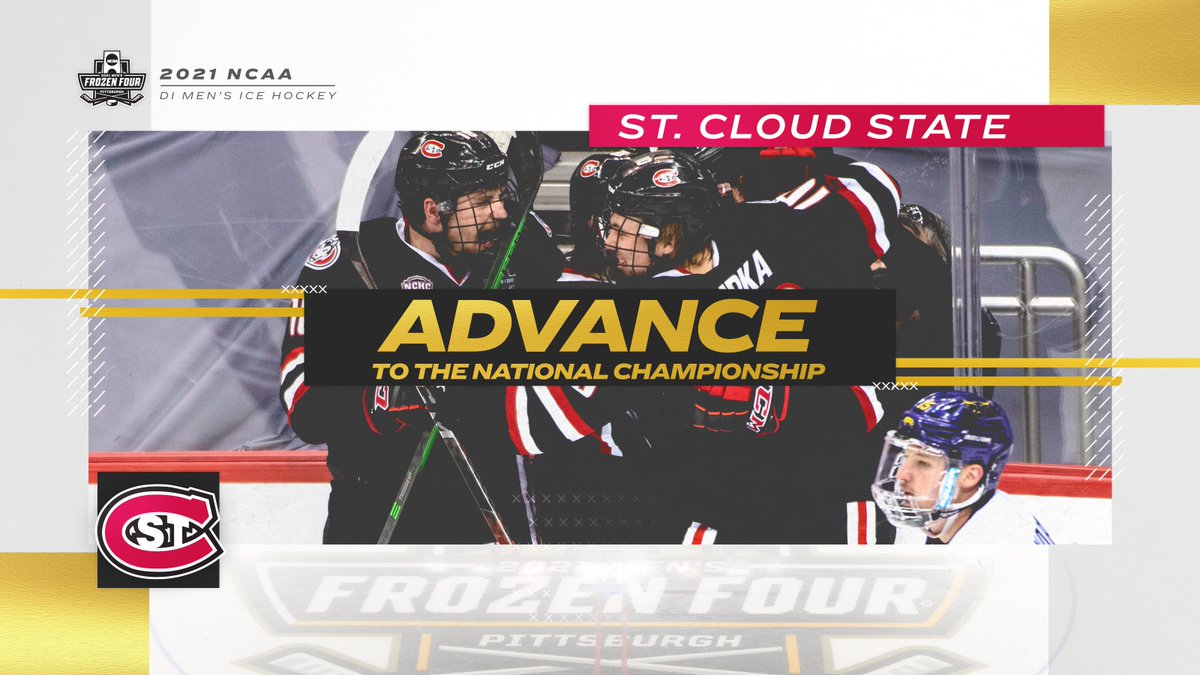 NCAAIceHockey's tweet image. ST. CLOUD STUNNER!

After giving up a lead falling behind early in the third period, @SCSUHUSKIES_MH rallies from behind to stun Minnesota State in the final minute, 5-4, and advance to the #NationalChampionship!

#FrozenFour