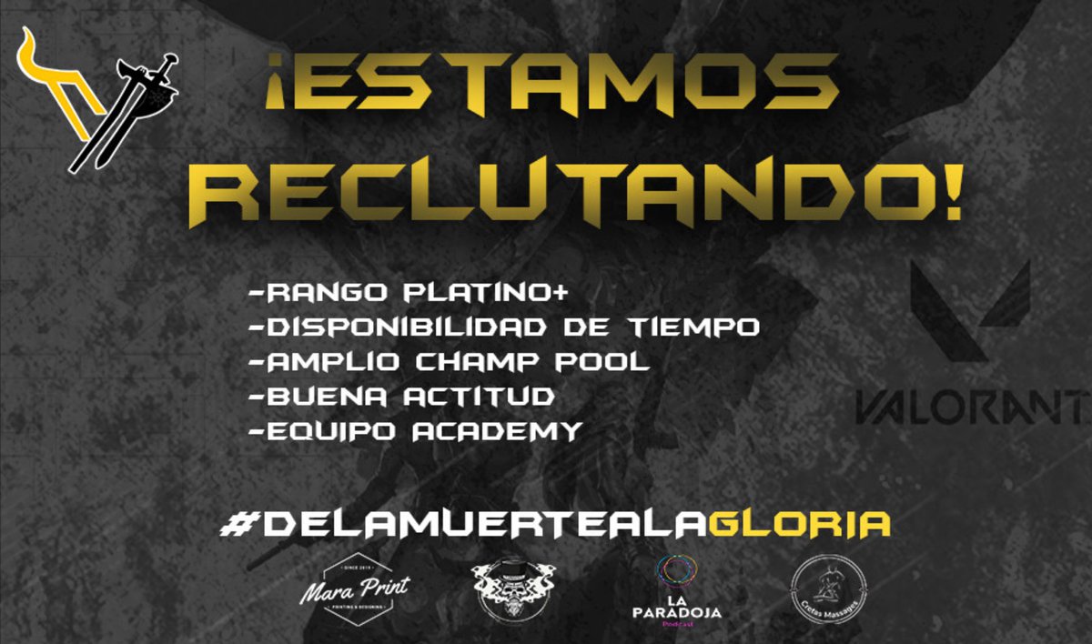 Si estas buscando equipo esta es tu oportunidad de formar parte del Equipo Academy de <a href="/mxValhalla/">Valhalla</a> 
Informes por DM.
Se aprecian RTs &amp; Favs