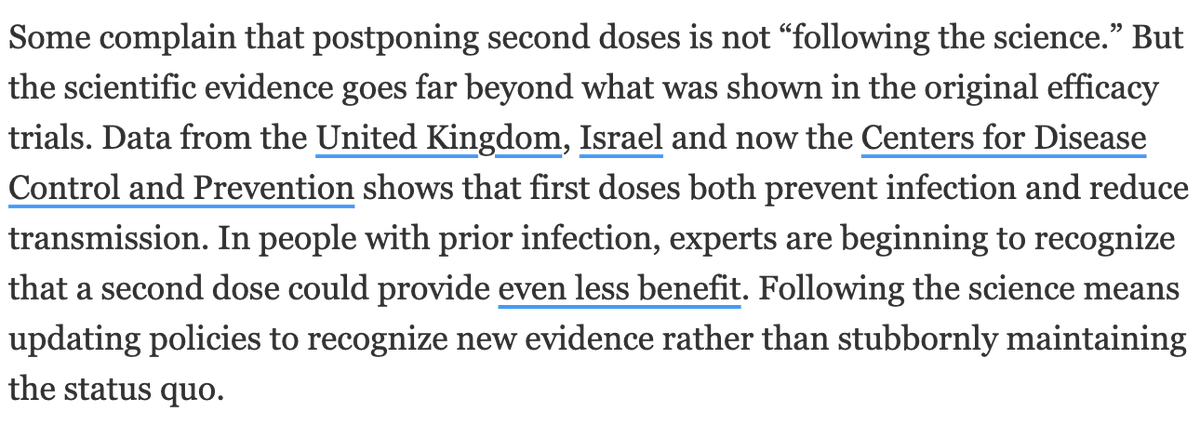 17/ We haven't shown that COVID vaccination prevents transmission yet (population outcome). We've only shown that vaccination reduces the risk of infection (individual outcome). It stands to reason that reducing infection will reduce transmission, but we don't know by how much.