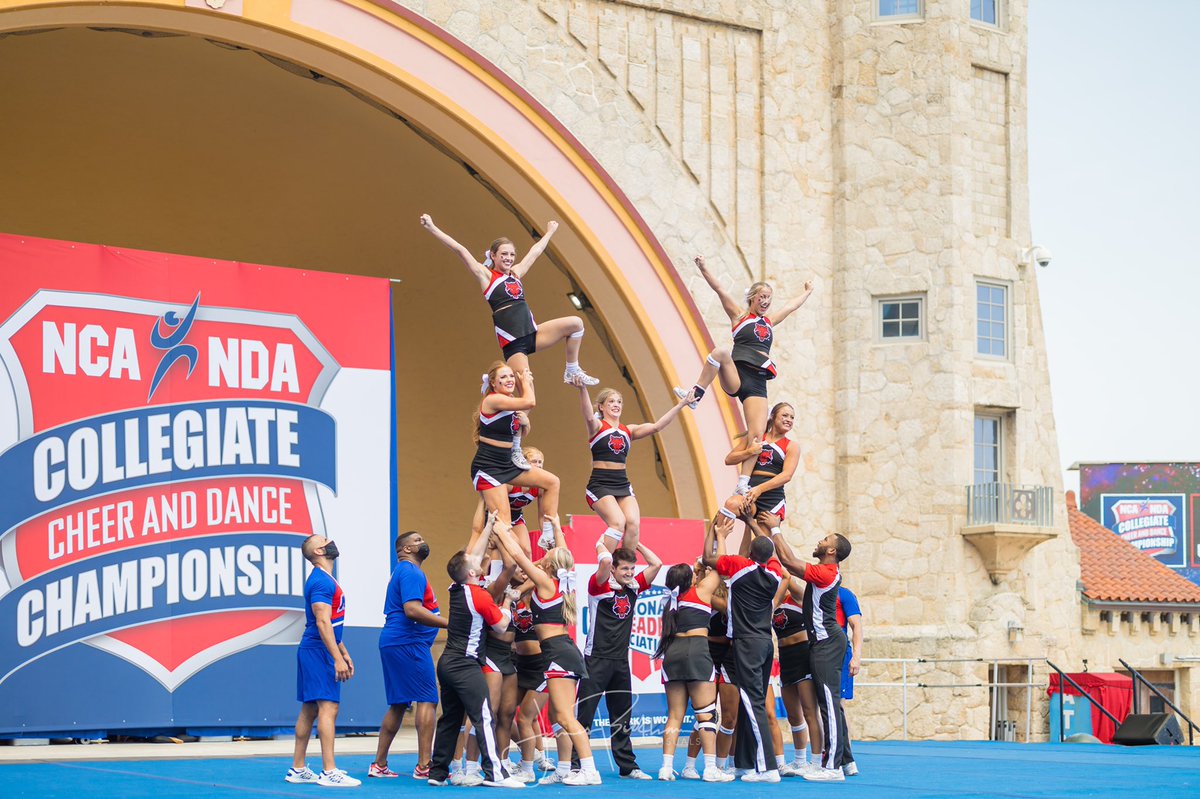 AStateSpirit's tweet photo. Prelims ✔️

A-State Cheer:
1st place — highest score in program history 

FINALS SCHEDULE:
1:12p ET

Tune in to https://t.co/GNqFDKUphk for streaming information! #WolvesUp #GRW #ABOFPS https://t.co/uBkieGIvnK