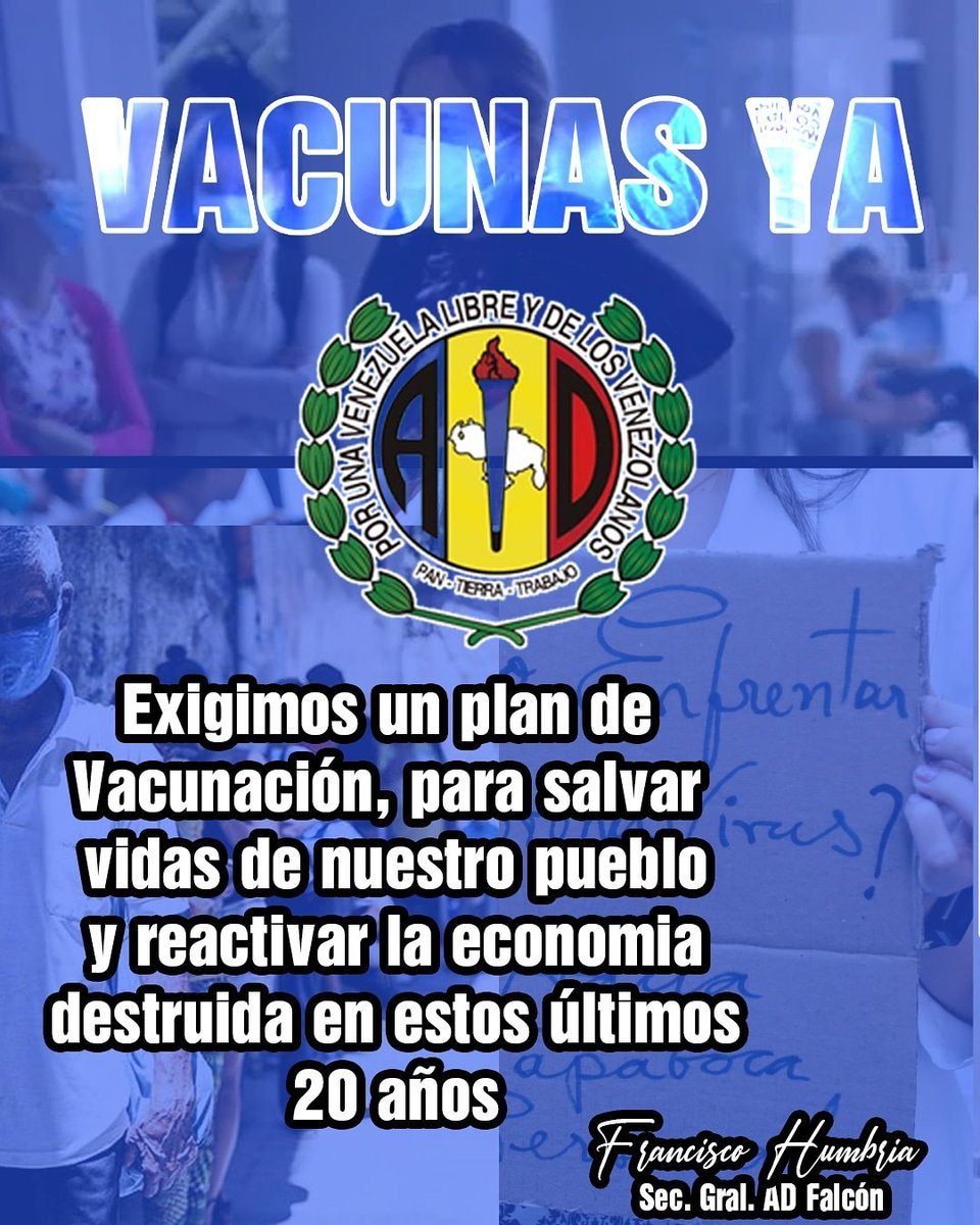 FranciscoHumbr4's tweet photo. Seguimos en pie de lucha y exigimos la entrada de las vacunas para nuestro pueblo.
.
.
.
.
#adconvenezuela 
#adfalcon 
#covid_19 
#dejenentrarlasvacunas https://t.co/63I6zykXG1