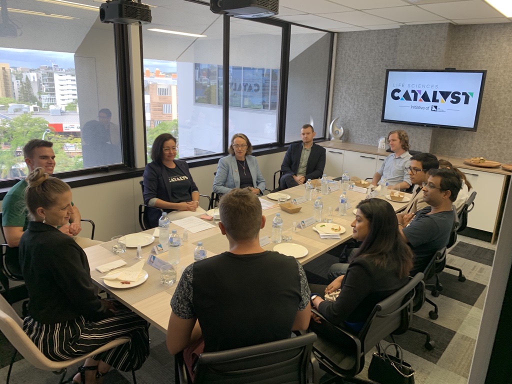 LSQld's tweet photo. A fantastic afternoon put on by #LSCatalyst with @LSQld and @InnovationSarah discussing challenges and opportunities for life sciences innovations in Queensland with startups #PemDx @ClearSkyGenomes #MontyCompost @SmiloAi @AugmentBionics @NatMarshallDC @fwardsapp @AdvanceQld https://t.co/GICNng8bHi