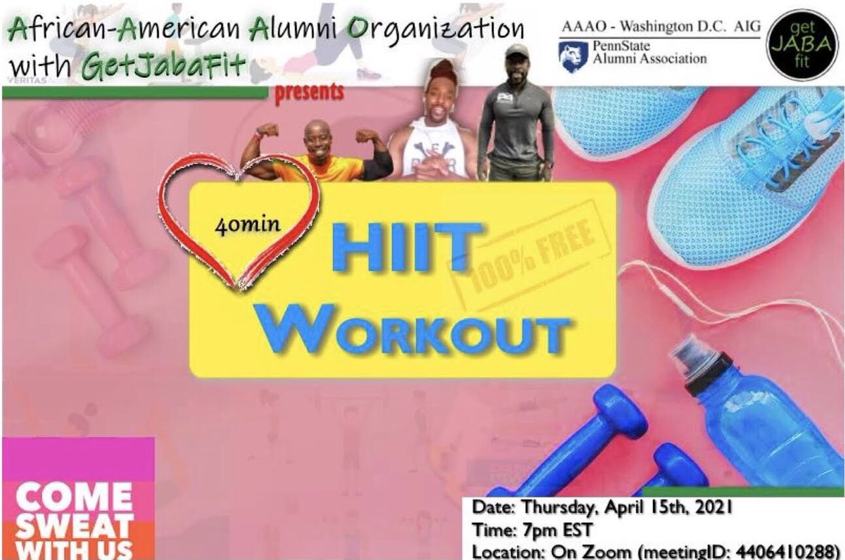 psuaaaodc's tweet photo. #WeAre just a week away from our next event! Join us for a HIIT workout on Thursday, April 15 at 7 PM! https://t.co/eFCAWog3HJ