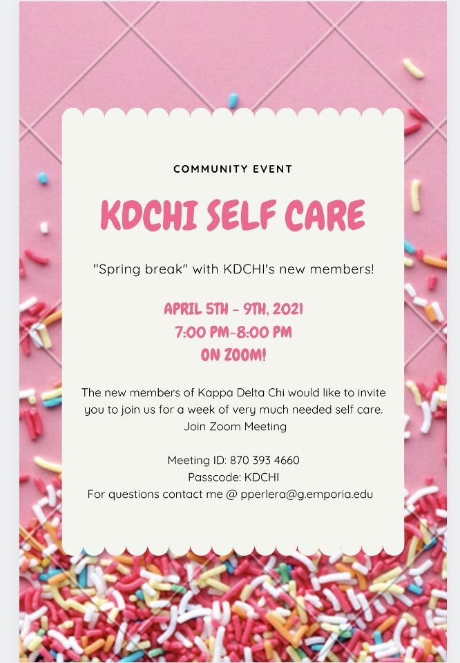 Reminder to get your raffle tickets in! Our New Members of Kappa delta Chi are raffling an airfryer!!  

And don’t forget to join their self care week! 💜💜 giveaways at the end of each meeting☺️☺️