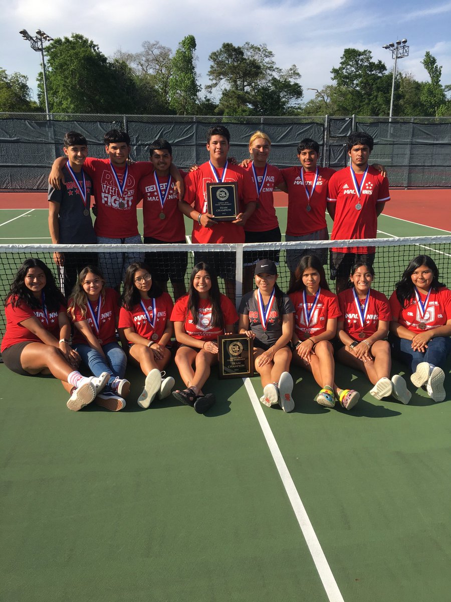 DeanColbert5's tweet photo. Congratulations to Coach Blake and the MacArthur Generals Tennis Program for a superb performance!  District 14-6A Team Champs!! ⁦@drgoffney⁩ ⁦@KatyRoede⁩ ⁦@ToddLindeman4⁩ ⁦@AthleticsAisd⁩ ⁦@AldineSports⁩ https://t.co/TM9FgIoI7k