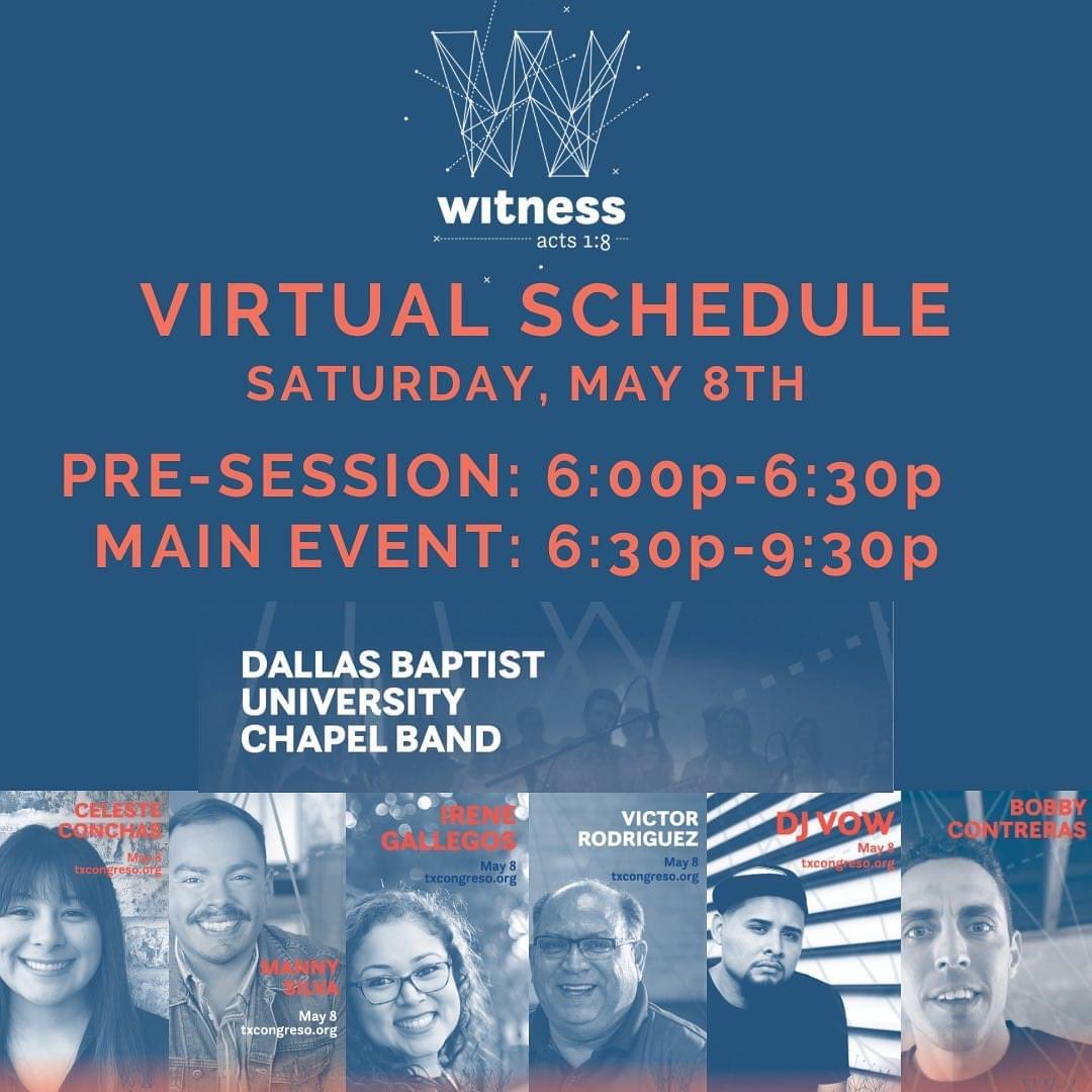 MAY 8TH is just a little over a month away! Have you registered yet?! Here is the schedule of our virtual event! Get those watch parties planned! 

Register at txcongreso.org!

#txcongreso21 #witness #txbch