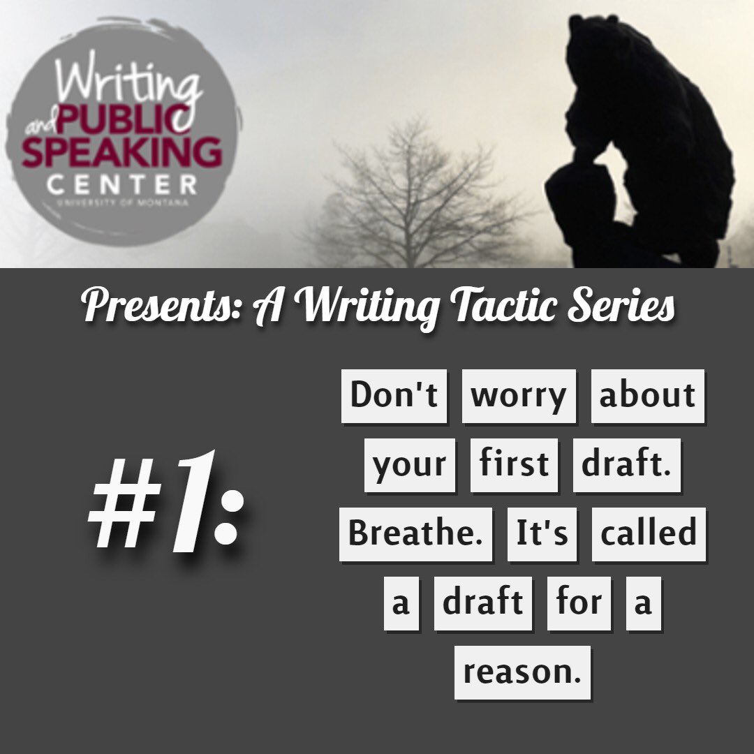 UMTWriting's tweet photo. We’re beginning a writing tactic series for finals season! 

Remember: Breathe.

#writingtactics #WritingCommunity https://t.co/KKPLS1M1X7