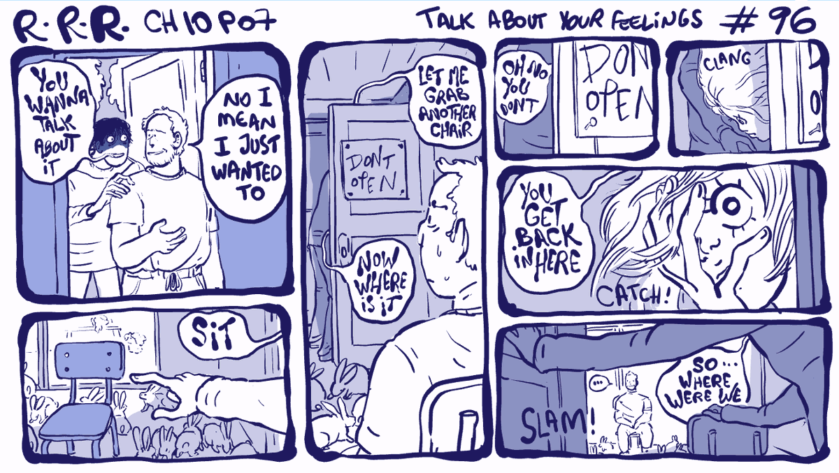 #rodneyRrodney chapter 10 page 07 🪑👩 strip 96 : talk about your feelings. 
it's a slow build up this chapter, bear with me 