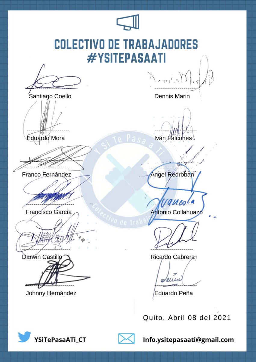 Es momento de decidir por el bienestar del #Ecuador 

Es hora de vivir en una plena democracia con alternancia, independencia de poderes, trabajo y respeto hacia los derechos laborales. 

#YSiTePasaATiConLasso #ArtíficesDelCambio