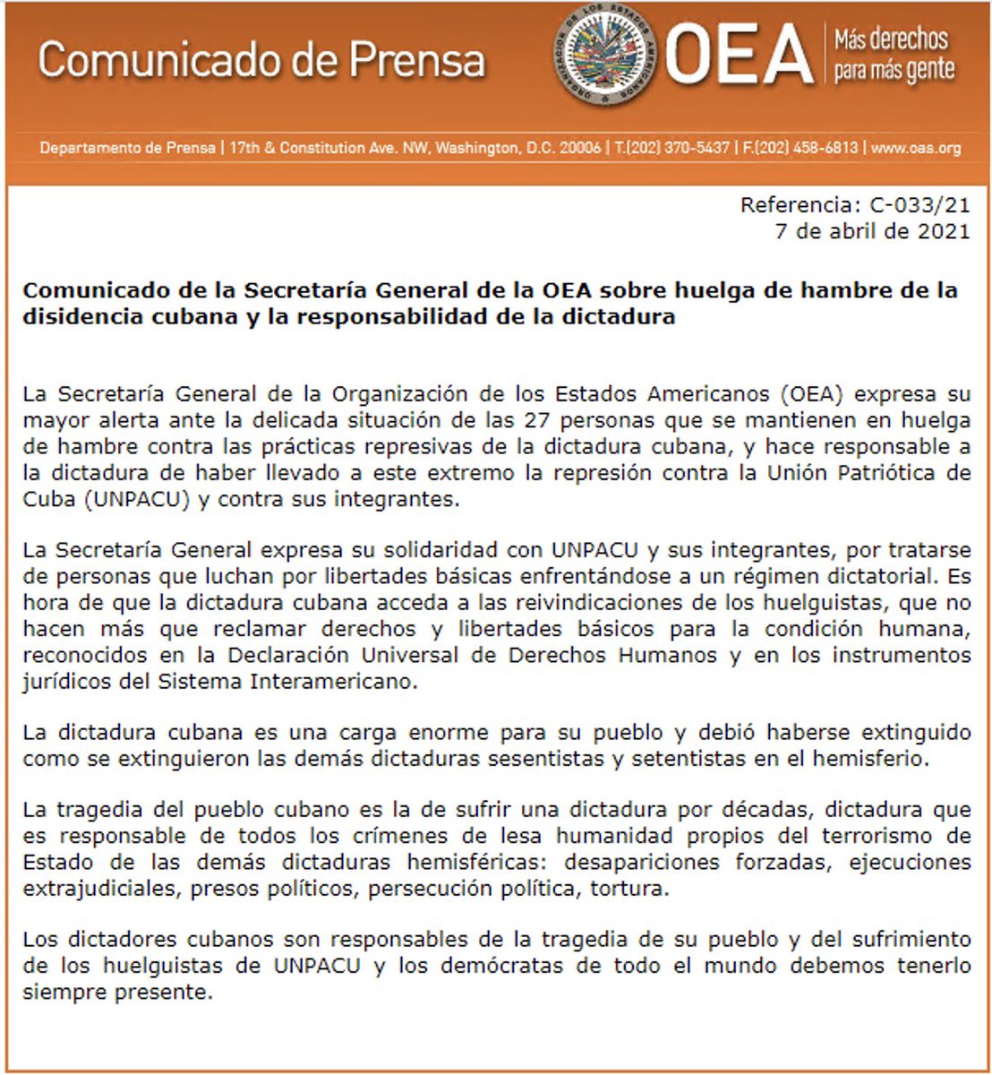 FelixLlerenaCUB's tweet photo. La Solidaridad con @jdanielferrer y los activistas aumenta!!Organizaciones tan prestigiosas como:
@CADAL
@CRdefenders
@CIVICUSespanol @people_in_need
@raceandequality
@RFKHumanRights
@FHLatinAmerica
@AmnistiaOnline
@OEA_oficial
Todos en solidaridad con los huelguistas!! https://t.co/HUa3f3Av4z