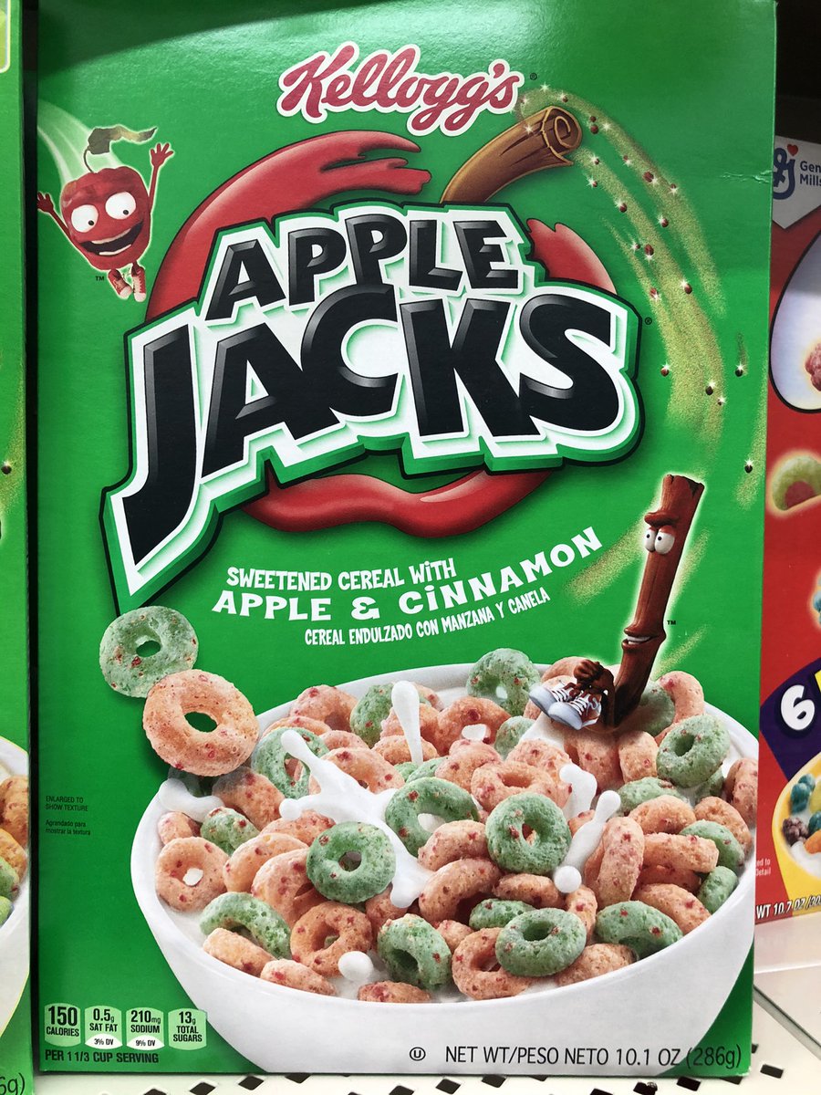 swampcheese's tweet photo. Did @KelloggsUS try to white wash the cinnamon guy from the Apple Jacks cereal? I loved his Jamaican accent :(( https://t.co/R65B3ngBDs