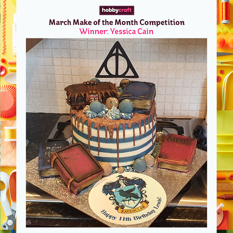 Congratulations to Yessica Cain, the WINNER of our March Make of the Month Competition.

Yessica won with her amazing Harry Potter Ravenclaw cake that looks almost too good to eat!

Thank you to everyone who entered.

#MarMotm2021 #Hobbycraft #Competition #HarryPotter #Ravenclaw