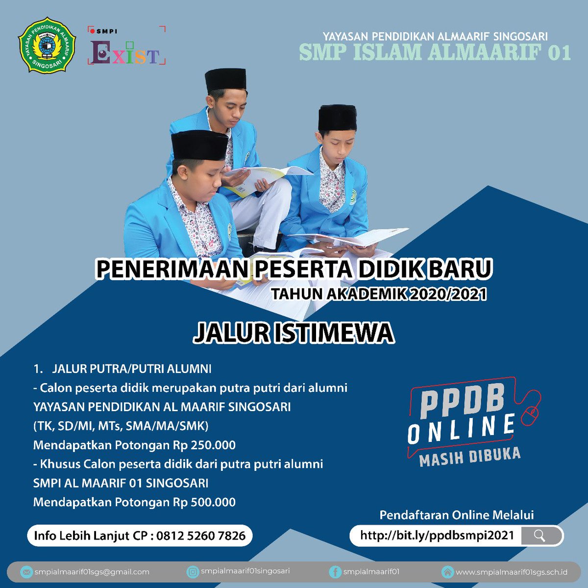 Juventi Permana (@venti_25) on Twitter photo SMP Islam Almaarif 01 Singosari membuka pendaftaran siswa baru dengan menawarkan 3 program di dalamnya, Program Kelas Tahfidz, Program Kelas Unggulan, dan Program Kelas Reguler... <a href="/infomalang/">Info Malang</a> <a href="/Pemkab_Malang/">Pemkab Malang</a> <a href="/KabarMLG/">MALANG</a> <a href="/alasantri/">all about santri</a>
<a href="/Santri_Media/">SantriNews.com</a> #sekolahmalang #santri SMP Islam Almaarif 01 Singosari membuka pendaftaran siswa baru dengan menawarkan 3 program di dalamnya, Program Kelas Tahfidz, Program Kelas Unggulan, dan Program Kelas Reguler... <a href="/infomalang/">Info Malang</a> <a href="/Pemkab_Malang/">Pemkab Malang</a> <a href="/KabarMLG/">MALANG</a> <a href="/alasantri/">all about santri</a>
<a href="/Santri_Media/">SantriNews.com</a> #sekolahmalang #santri