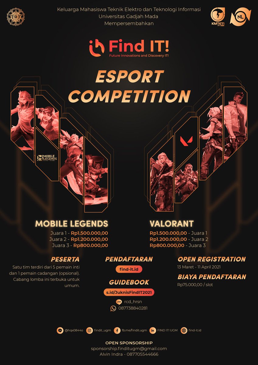 fess hello gundar fellas, for more details you can check at our official instagram account findit_ugm. Register your team for this competition asap!!!