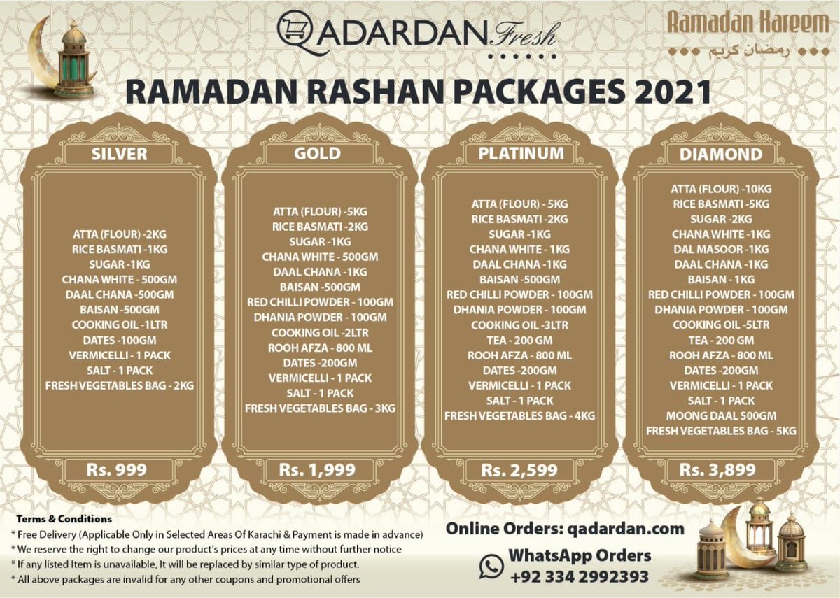 qadardan_com's tweet photo. Select Your Ramadan Rashan Package &amp; Place Your Order Now: 
https://t.co/hHSC4tvL3S

#Ramadan #Deal #Karachi #Sale #PreRamadanSale #GrocerySale #Ramadan2021 #WeeklyDeals #SaveMore  #WeeklyDiscounts #GreatDiscount #GreatSavings #Discounts #Qadardan https://t.co/agcFjj9Jlv