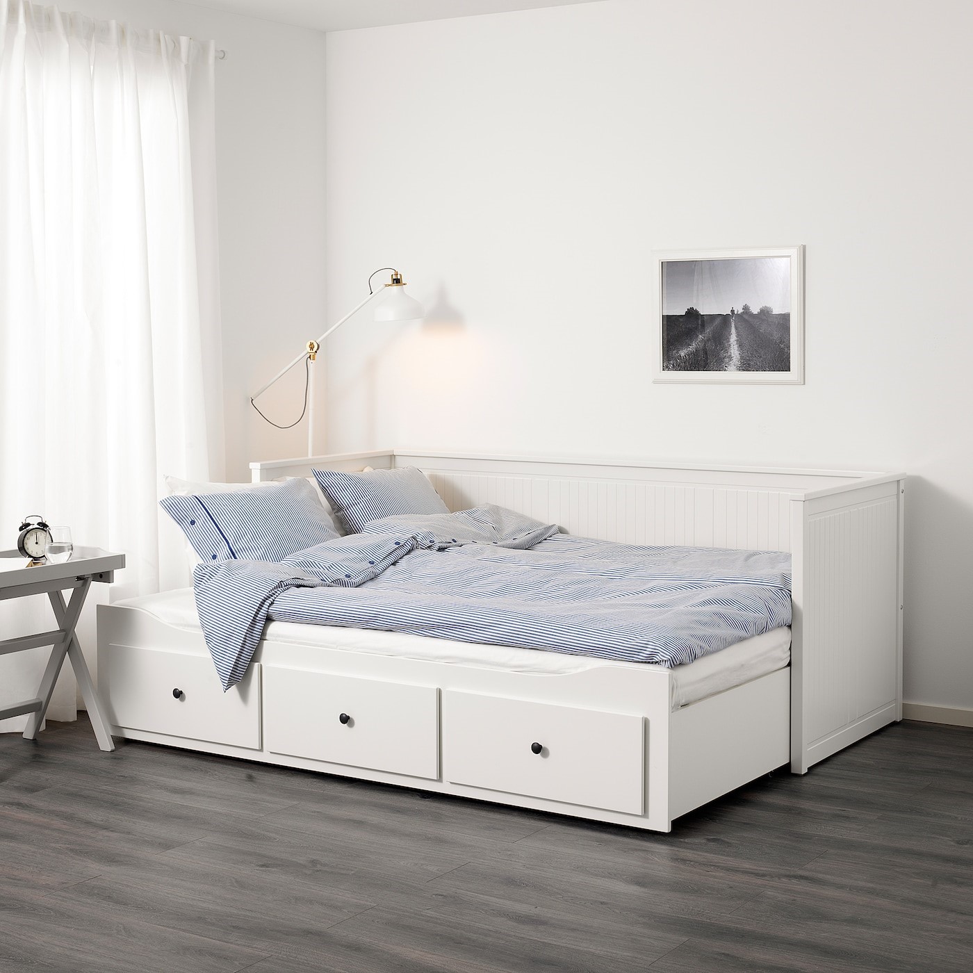花-.-花　　【送料込み】出品10月初旬まで　IKEAヘムネスベッド HEMNES ヘムネス ベッドフレーム, ホワイトステイン, 90x200 cm