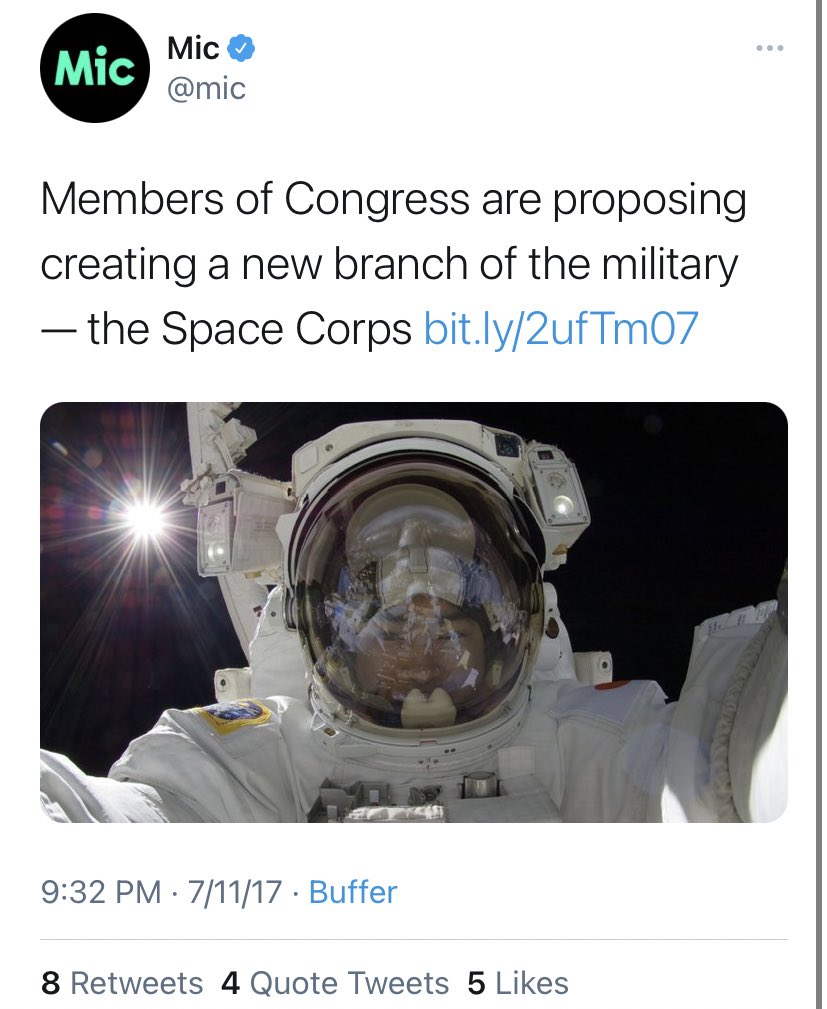 This was before Trump supported a Space military branch, or had even said anything about it at all. But it was all memory holed and a horrible bipartisan expansion of the military was turned into a wacky Trump eccentricity in the popular imagination