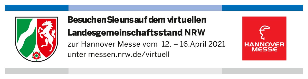NRW_weltweit's tweet image. #HannoverMesse goes digital again!  Unter dem Dach des virtuellen Landesgemeinschaftsstand zu #KeyTechnologies + #NewMaterials präsentiert #NRWGlobal mit vielen Partnern den Innovationsstandort #NRW. Klicken Sie rein 📅 12.-16.04. ➡️ buff.ly/2PJaMP7 @WirtschaftNRW