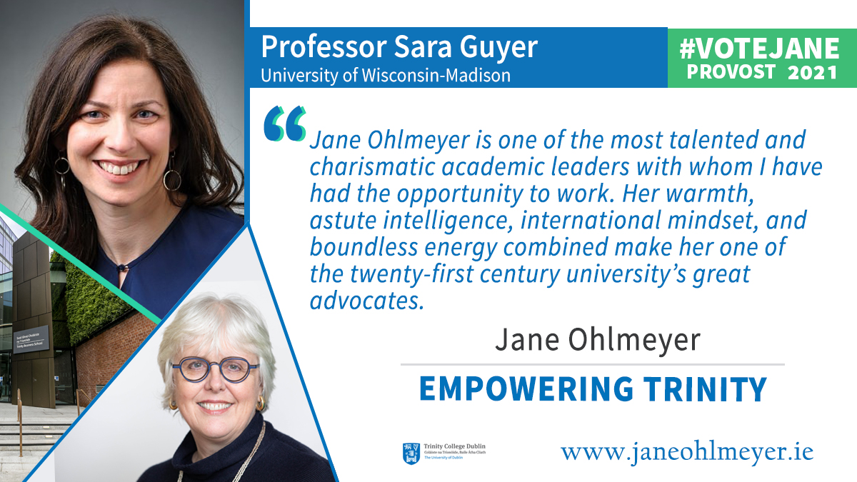 (10/17) In my roles as Chair of the IRC and a board member of many international organisations including, the Consortium of Humanities Centers and Institutes, I am a recognised advocate on the world stage for interdisciplinarity and research policy  #TCDProvost2021  #VoteJane.