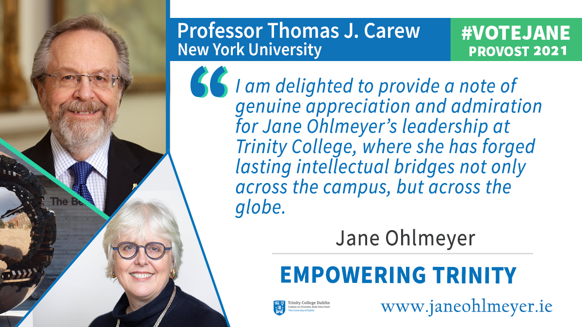 (11/17) As Director of the  @TLRHub, I continued building Trinity’s relationships and reputation on the world stage by hosting visiting research fellows and 200+early career researchers; and working with academic advisors and project collaborators  #TCDProvost2021  #votejane