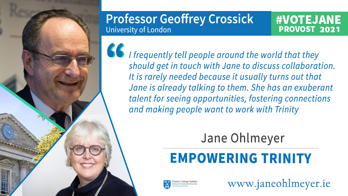 (11/17) As Director of the  @TLRHub, I continued building Trinity’s relationships and reputation on the world stage by hosting visiting research fellows and 200+early career researchers; and working with academic advisors and project collaborators  #TCDProvost2021  #votejane
