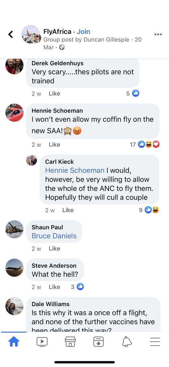 Have a look at these responses. Note that some comments are made by CURRENT SAA pilots and the Chairman of the the racist South African Airways White Pilots Association (SAAWPA)