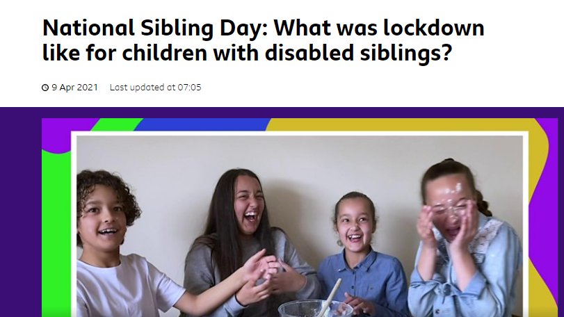 Lovely piece on <a href="/BBCNewsround/">BBC Newsround</a> this morning covering #NationalSiblingsDay2021.  Check out <a href="/Sibs_uk/">Sibs</a> top tips for siblings who have a disabled brother or sister on the Newsround  web page.  #ItsaSiblingThing
bbc.co.uk/newsround/5666…