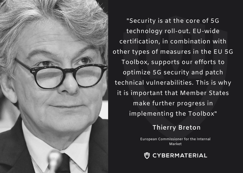 Cybermaterial_'s tweet photo. "Security is at the core of 5G technology roll-out. EU-wide certification..." https://t.co/AMsaQ4MRVN #5GQuotes #Cybersecurity #quotes #Security #ThierryBreton #Quote https://t.co/jC9IDiVc2G