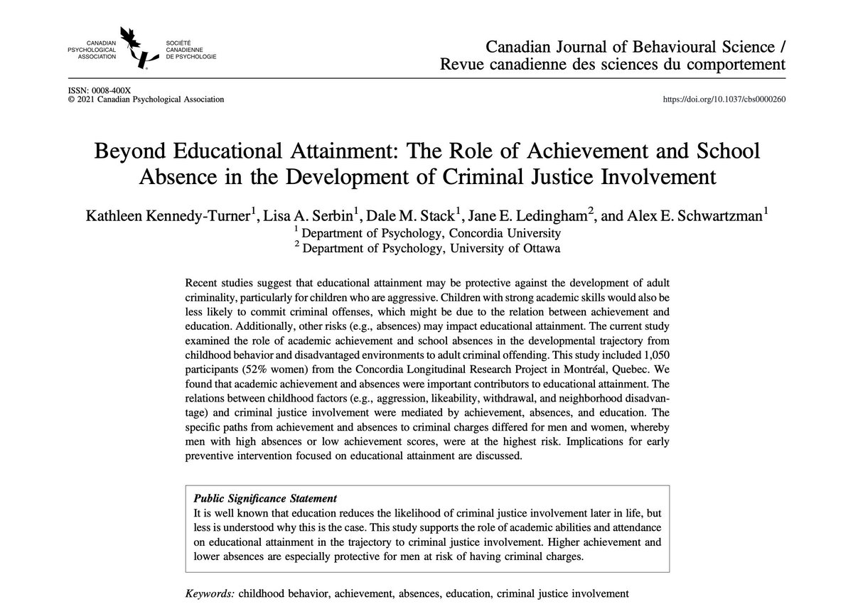 DrKatKT's tweet photo. Second manuscript is out! If you are interested in reading it let me know! (it is behind a paywall). https://t.co/cYDaUxeKdl

#education #crime #AcademicChatter #Achievement #absence #aggression #childhood #crimeresearch #psychology @AcademicChatter https://t.co/lzAdmxXrrL