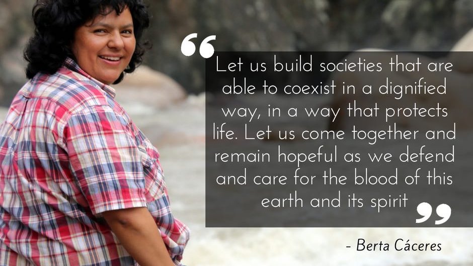Crm4324's tweet photo. Who is Berta Caceres?

Berta Caceres is an Indigenous Lenca leader. She is the co-founder of COPINH. She spent the entirety of her life devoted to fighting for social struggles and injustices. The organization she co-founded dedicates its efforts to fight for Indigenous rights. https://t.co/VLKI0ycH6s