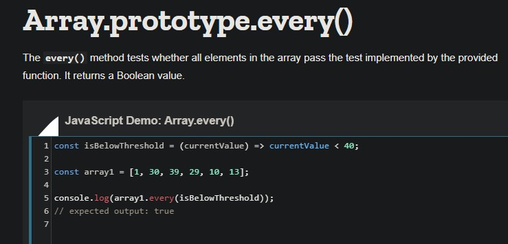 cpu_programmer's tweet image. I solved this #freeCodeCamp JavaScript challenge using Array.prototype.every()
