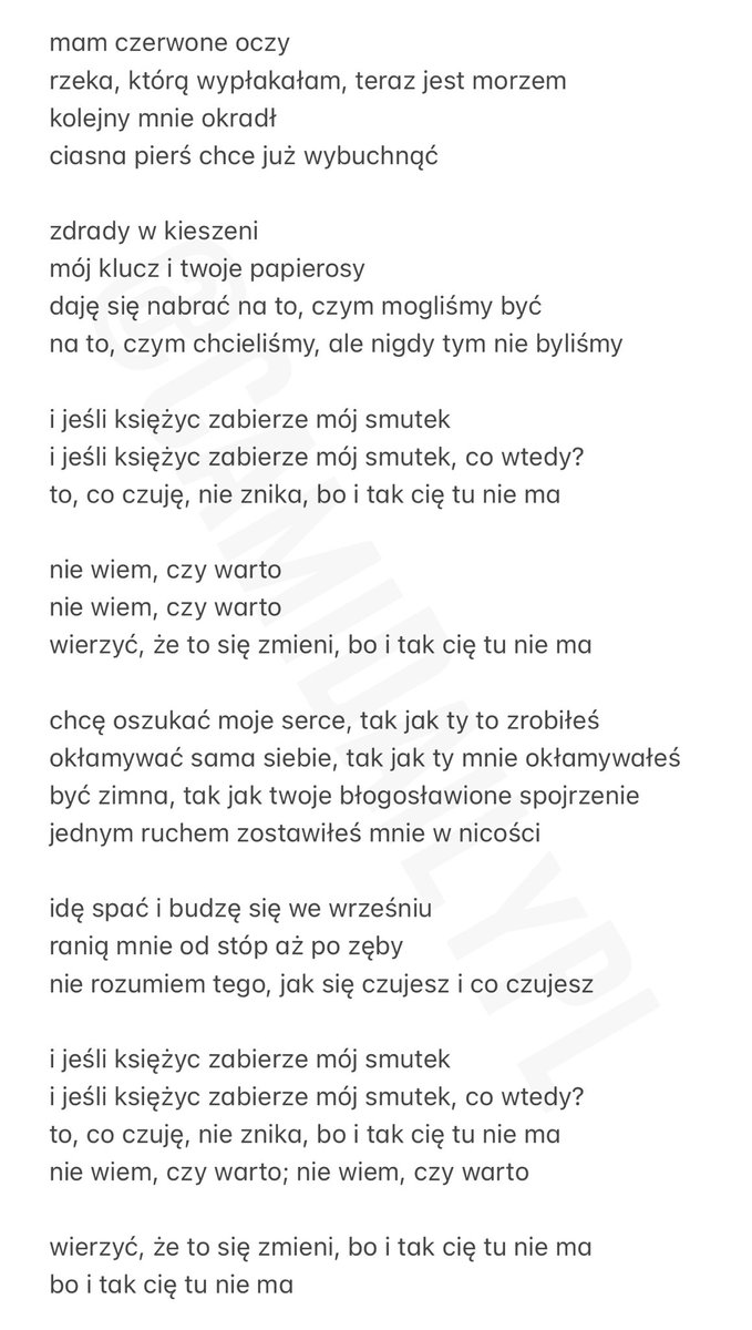 ↳ tekst oraz polskie tłumaczenie najnowszego singla Cami pt. „Luna” 🌗

„i jeśli księżyc zabierze mój smutek, co wtedy? to, co czuję, nie znika, bo i tak cię tu nie ma...”