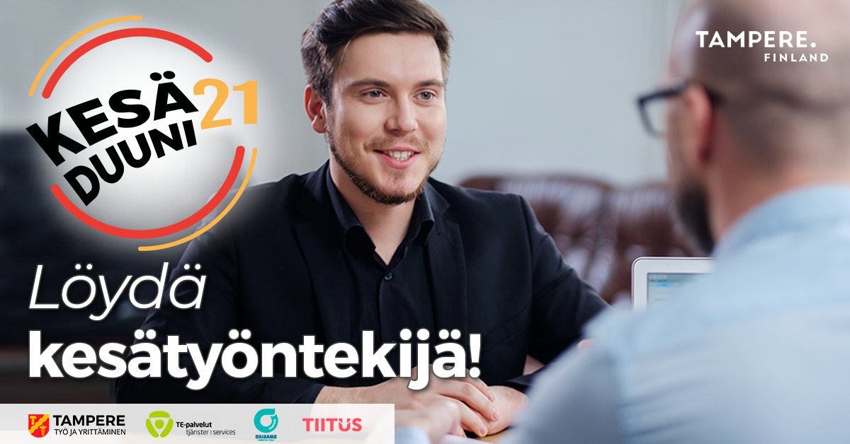 tretyollisyys's tweet photo. Voisitko sinä tarjota nuorelle ikimuistoisen kesän ja tärkeän työkokemuksen?

Kesäduuni21-kampanjasta löydät #kesätyö'ntekijät. Rekisteröidy järjestelmään, tee ilmoitus ja haastattele hakijat. 

Tule mukaan - jokainen työmahdollisuus on arvokas!➡https://t.co/7ZmWGSszQ1

#Tampere https://t.co/tDo8A8oQgs