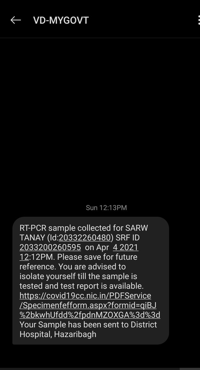 TanaySarw's tweet photo. I had tested at silwarkhurd govt testing center on 4th April and was told to wait for 3 days for result. It's been 5-6 days since the sample was collected and there has been no updates. Please help me with this sir. @DrJatashankarC1 @DC_Hazaribag  @IprdH @HemantSorenJMM @iprdhzb https://t.co/g3Wo6XCUv4