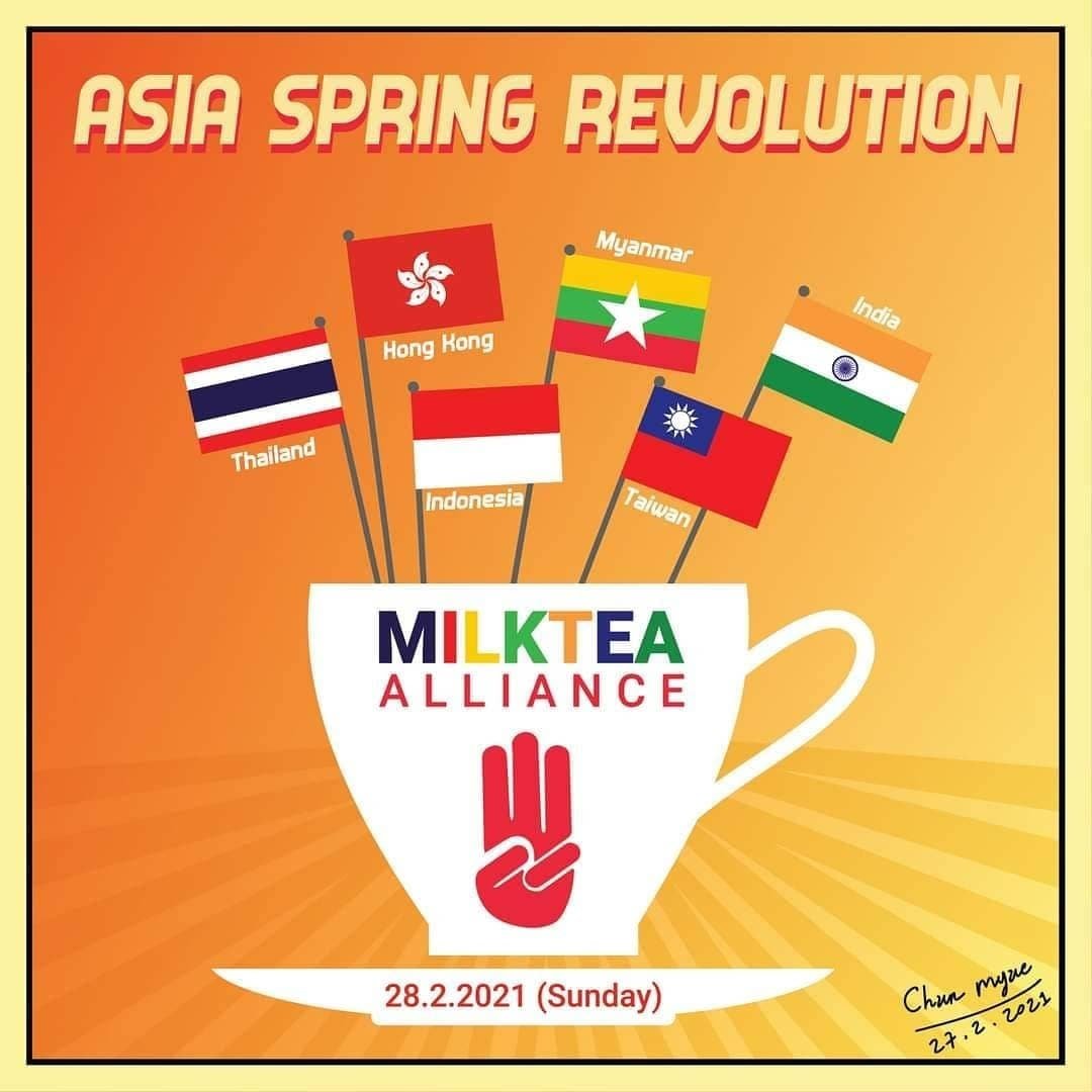Indonesia also started being featured in the  #MilkTeaAlliance   protest art. Indonesians have been protesting through 2020 over the 'Omnibus Law', which stripped away labour protection & relaxed environmental protections.  @IDmilktea Source: TG (Left: Feb 2020/ Right: 2019)