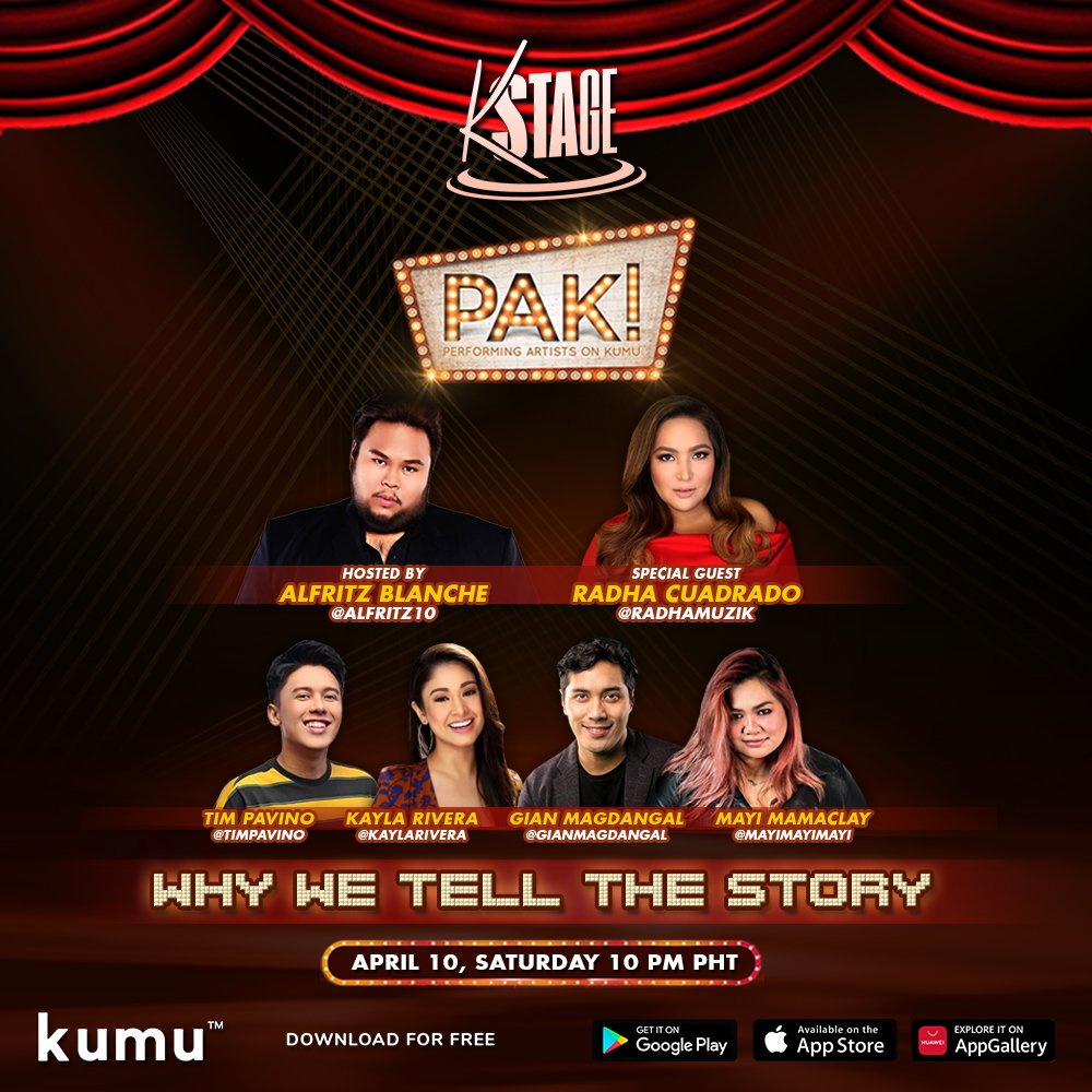kumuPH's tweet photo. Pak na pak backstage pass to learn about Theatre plays. Sama all natin matutunan how tell story thru acting LIVE on kumu. #juankumunity https://t.co/36az91o6cv