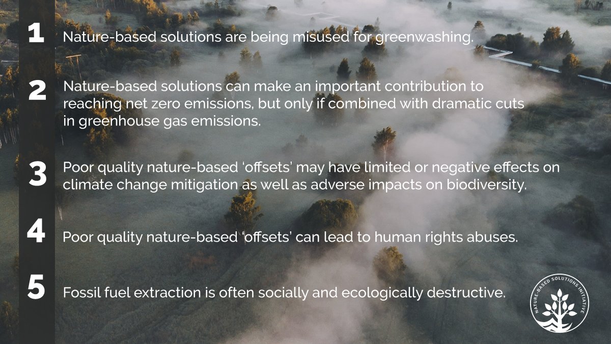 Promoting #naturebasedsolutions while continuing BAU in fossil fuel use is not a solution to #climatechange

Read more👉 On the misuse of nature-based carbon ‘offsets’ naturebasedsolutionsinitiative.org/news/on-the-mi…
#ClimateAction |#TogetherForOurPlanet 
@AlokSharma_RDG | @ZacGoldsmith | @MarkCarney_BOE