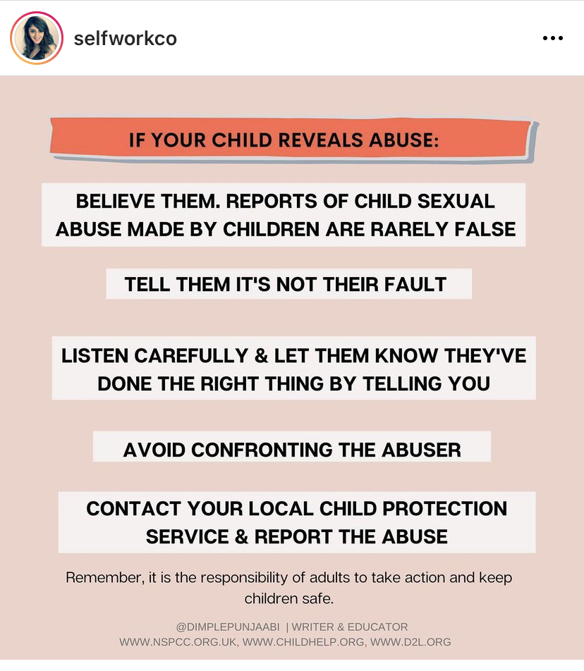 Most importantly for the uncles and aunties, grandmothers and grandfathers, mothers and fathers.Believe the survivor.Instead of believing a molester and putting your (already sullied) family honour and pride. (End)