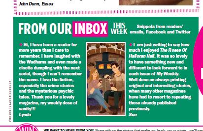 clairegwrites's tweet photo. LOVE how our readers LOVE our My Weekly fiction! Always nice to hear @My_Weekly @EllieHWriter https://t.co/JKAg8rNJDd