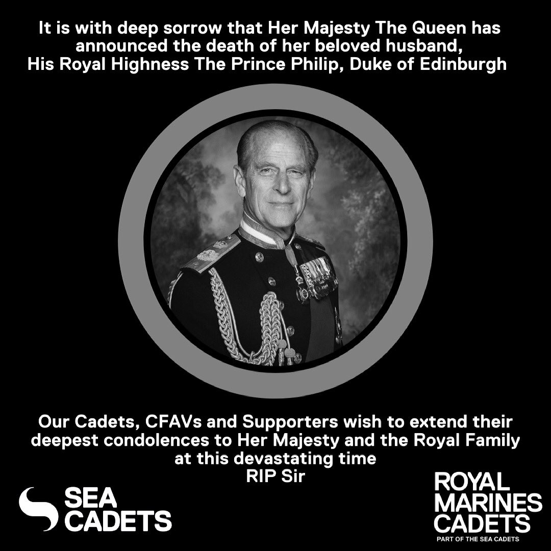 Our Royal Marines Cadets, CFAVs and Supporters, together with the wider #CorpsFamily extend our deepest condolences to Her Majesty and The Royal Family at this devastating time @SeaCadetsUK @Captain_SCC @rmcsso @MajGenHolmes @VCCcadets @ArmyCadetsUK @aircadets