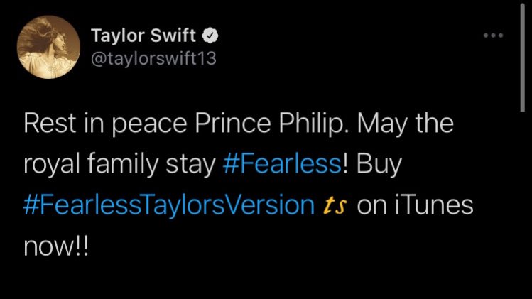 folkcoredd's tweet image. 📲| Taylor Swift expresses her heartfelt condolonces to the Royal Family following the death of Prince Philip.
