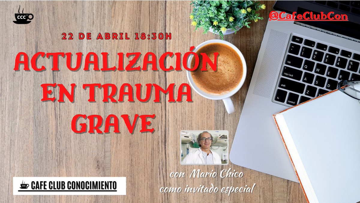 Ya podéis ir agendando el próximo #cafeclubdelconocimiento. Será el 22 de Abril a las 18,30h y hablaremos de TRAUMA GRAVE con Mario Chico de <a href="/ucite12/">UCI de Trauma y Emergencias. Hospital 12 Octubre</a> ¿Te animas a este ☕️? #trauma #uci #urgencias #emergencias