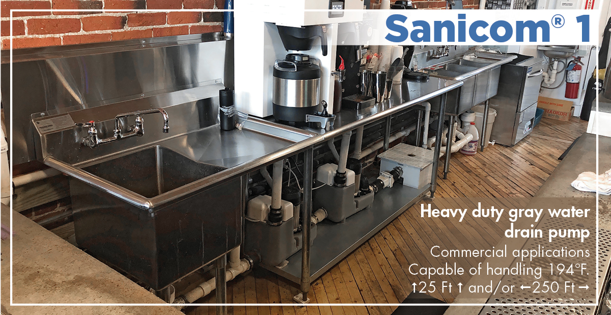 SanifloUSA's tweet photo. Our #Sanicom 1 heavy-duty #drain #pump handles hot water &amp; #grease build-up up to 194F. The ideal solution for #commercial #kitchens in #restaurants, #bars &amp; #cafes, as well as for #commercial #laundry #facilities for #hotels &amp; #laundromats. https://t.co/6S7AaeXidT https://t.co/Q67gr7539t